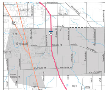 Greenwood, IN Advertising Area Map