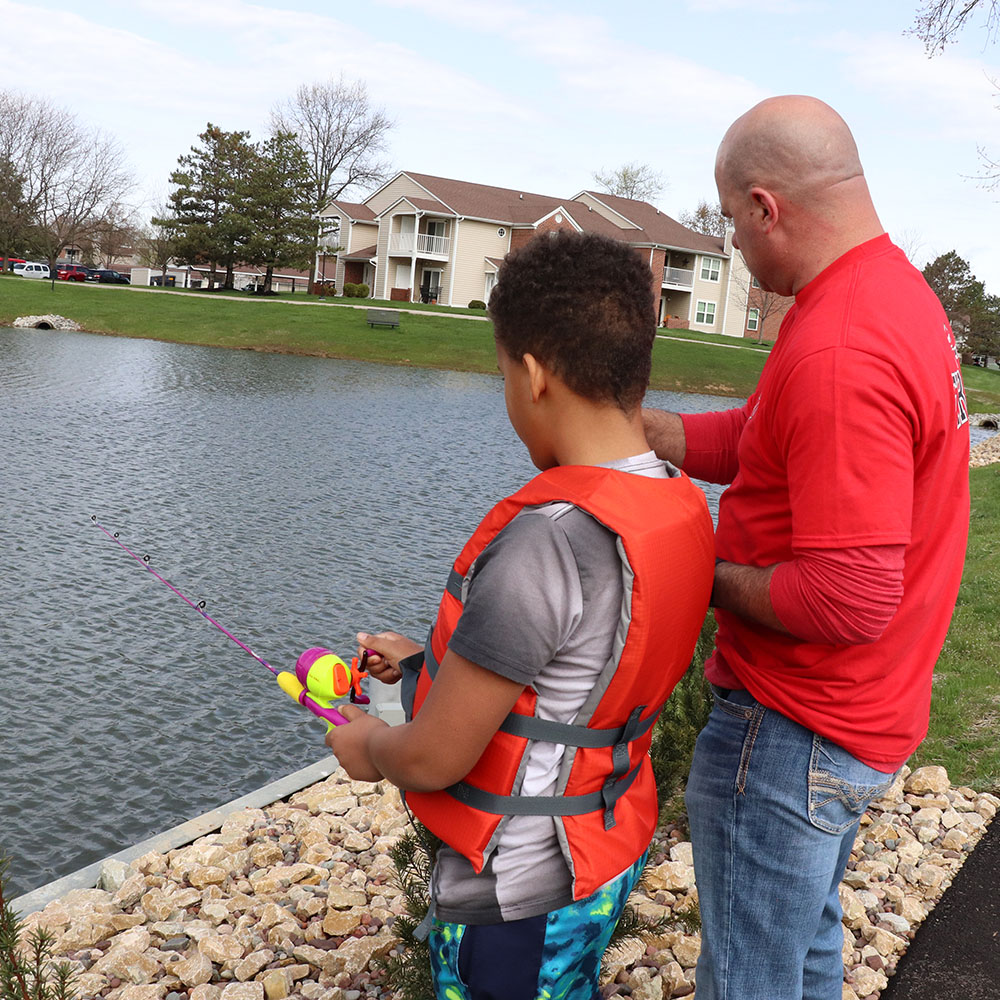 Fishers Fire Department fishing with kids