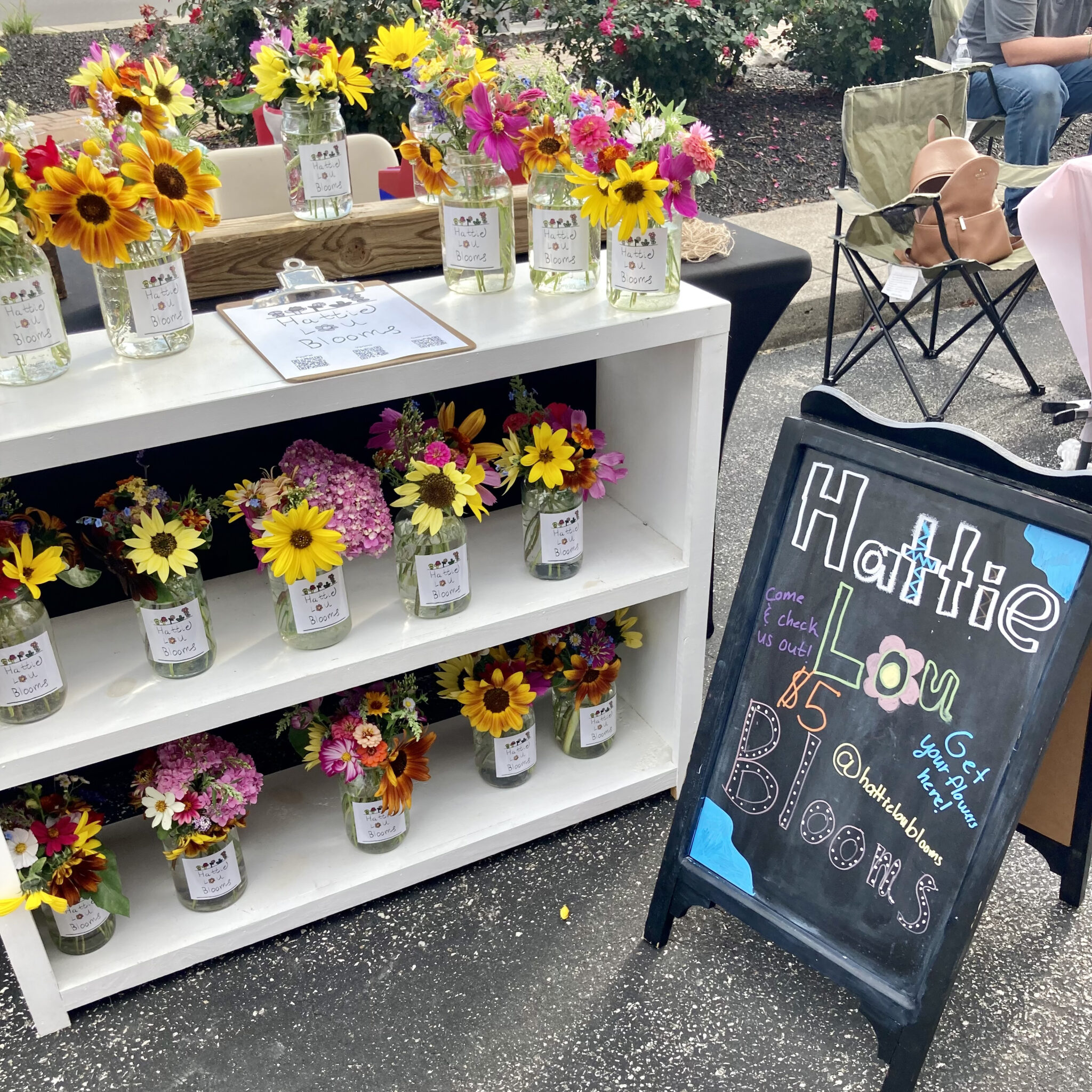 Flower display at a local farmer's market