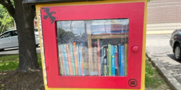 Little Free Library box outside Louisville Urban League