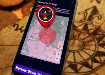 Pinned on a map on a cell phone screen