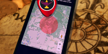 Pinned on a map on a cell phone screen