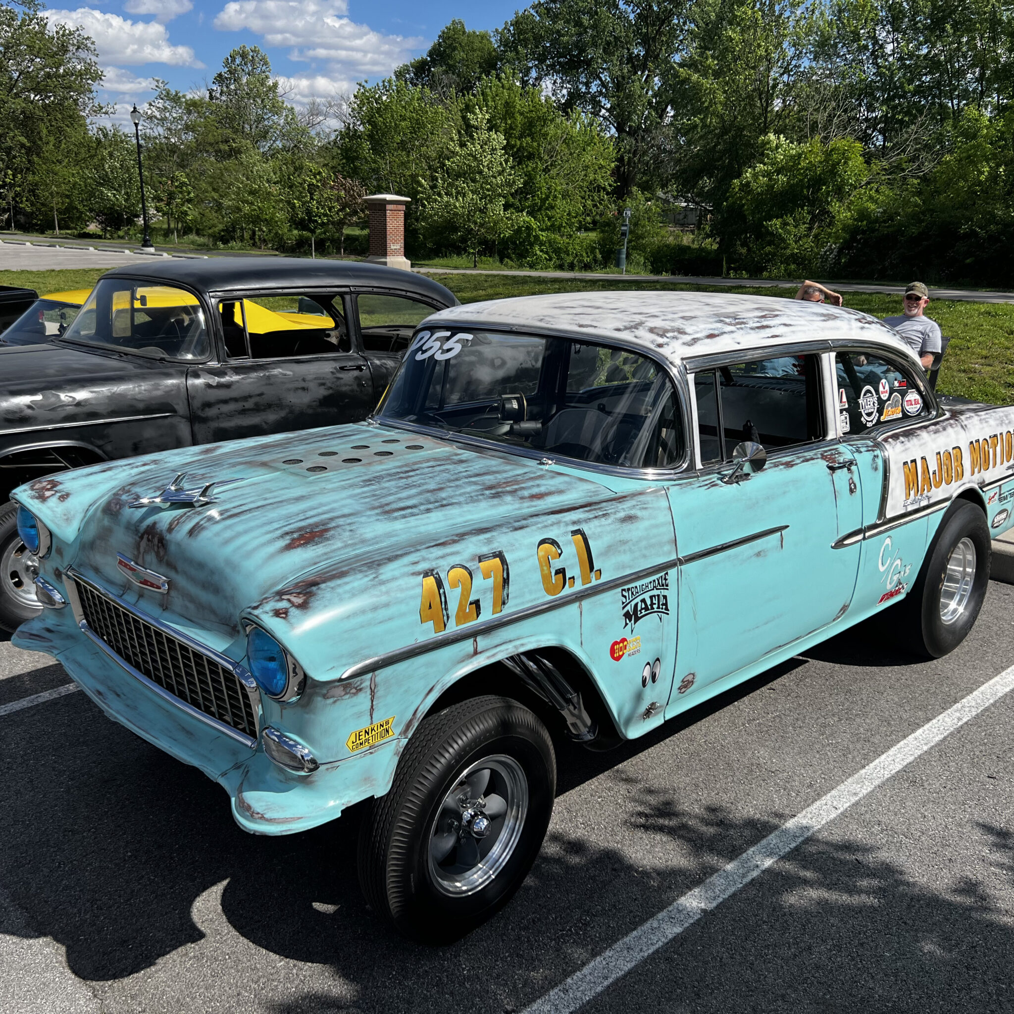 55 Chevy Bel Air parked