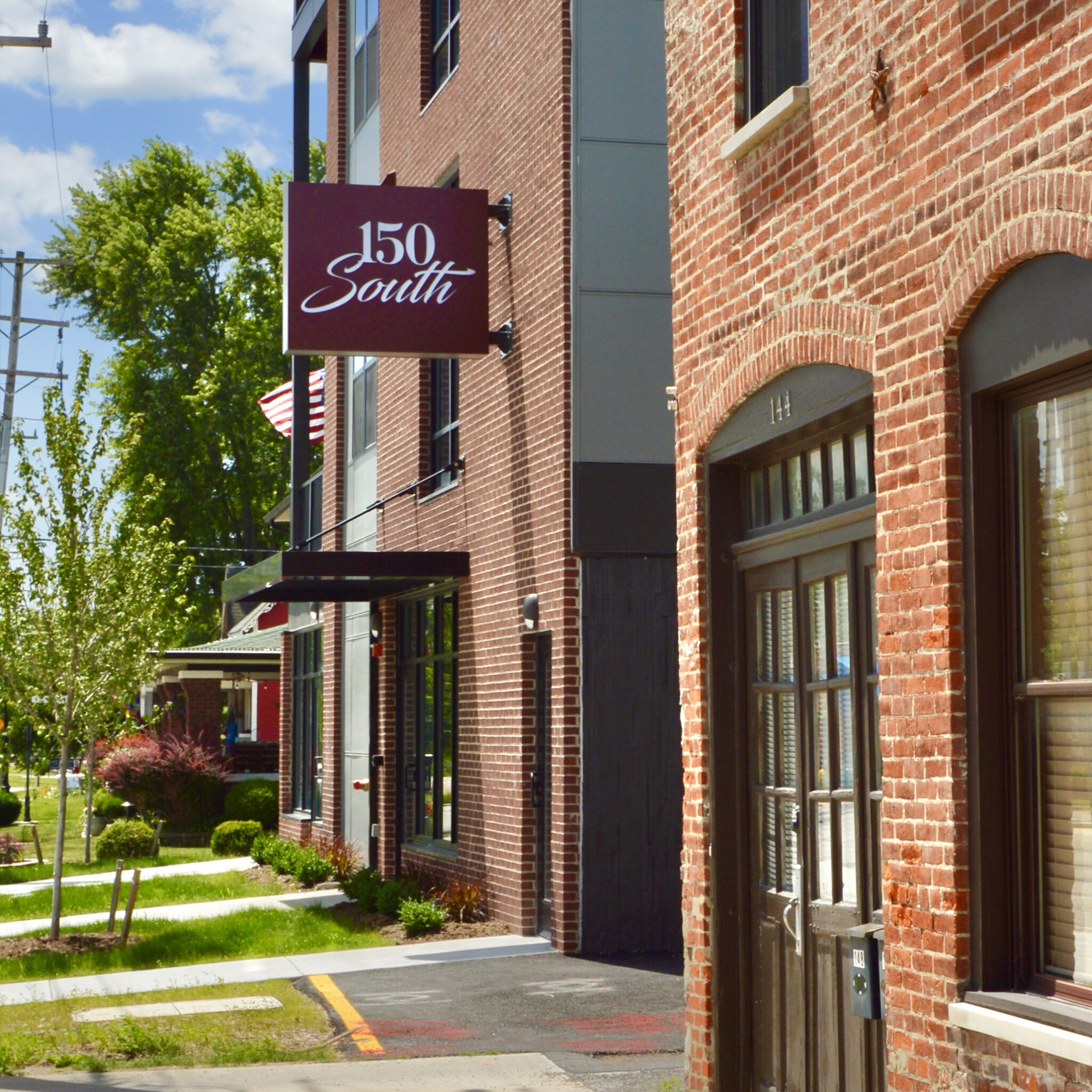 Condo sign on the side of a building