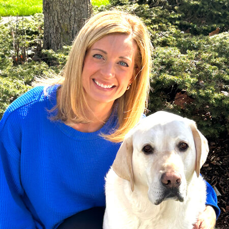 Woman with her lab mix dog