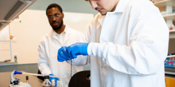 College students in a science lab
