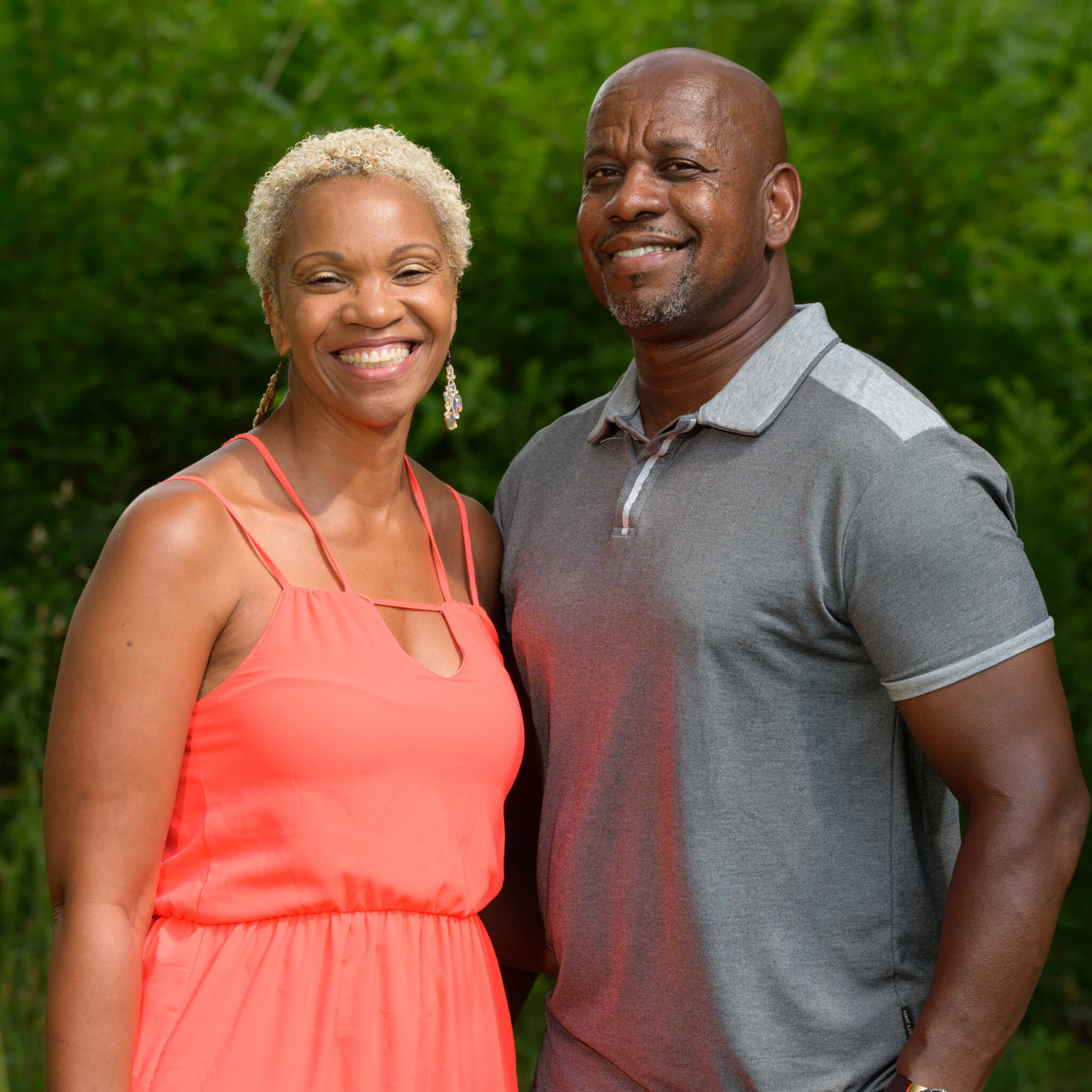 Middle-aged African American couple smiling