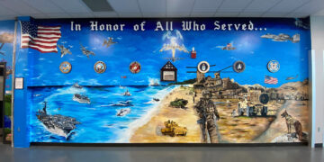 Veteran's Wall mural in Kokomo