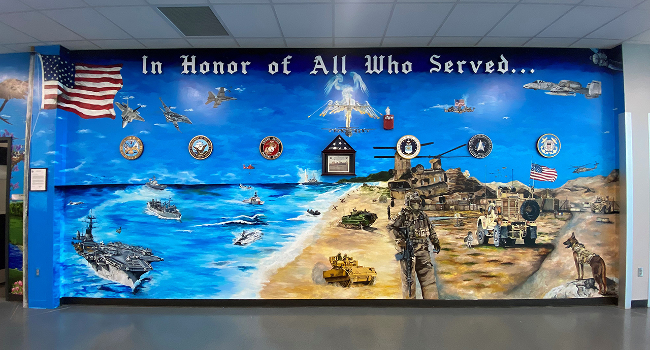 Veteran's Wall mural in Kokomo