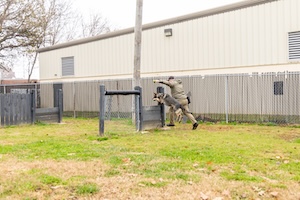 K-9 Dog Onyx doing some training with Officer Zach Pritchard