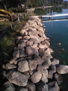 Rock bed installed by Bill's Long Reach Service