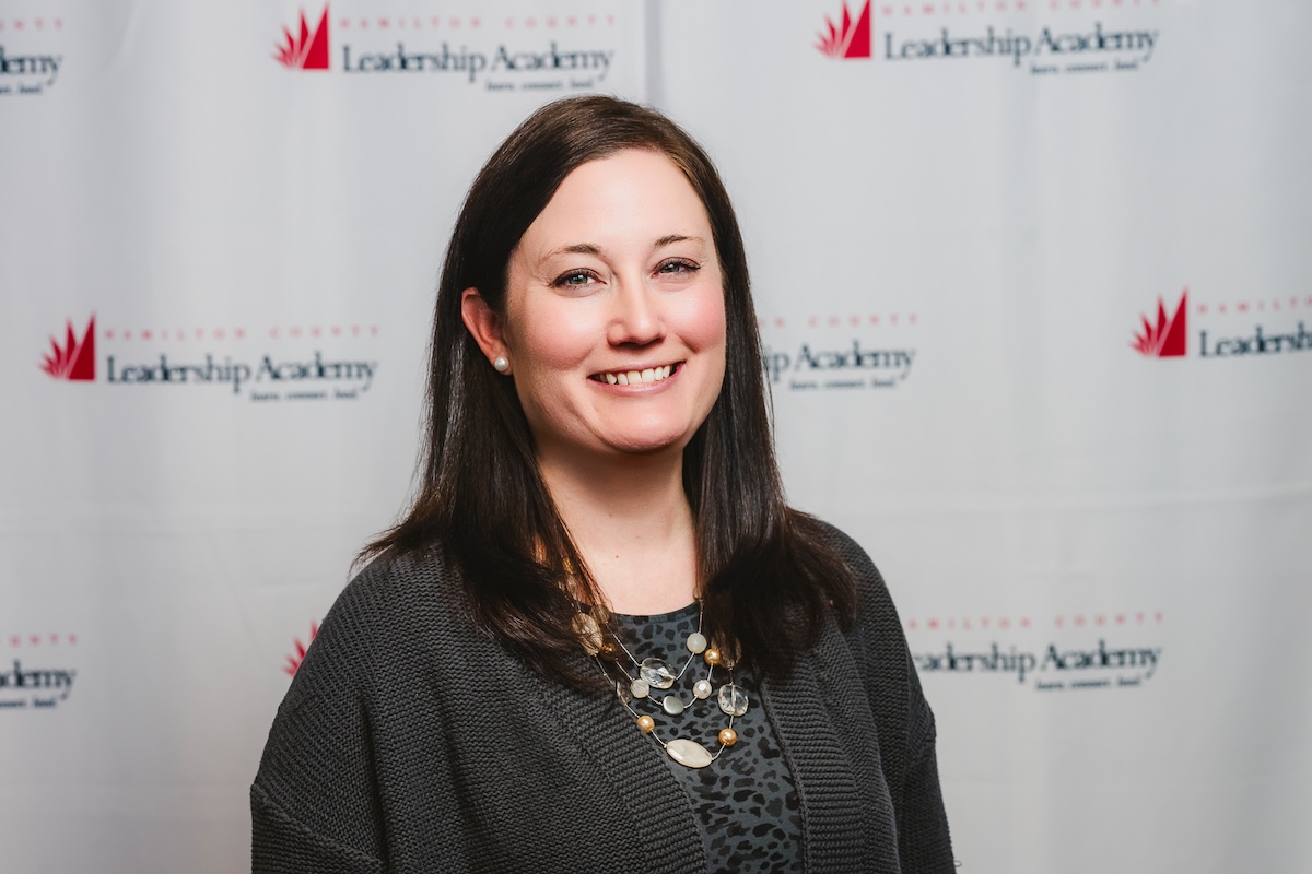 A woman's headshot at an event