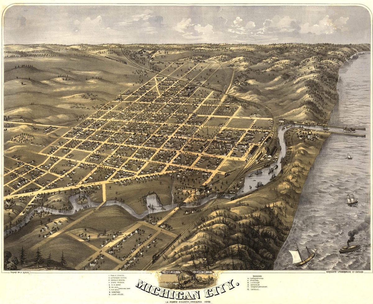 Birds eye view of Michigan City