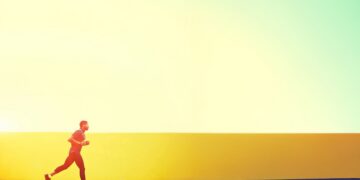 Runner on a track keeping up with his New Years Resolutions