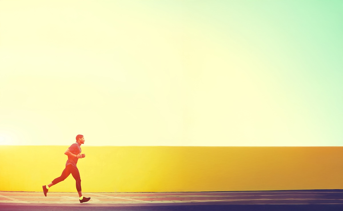 Runner on a track keeping up with his New Years Resolutions