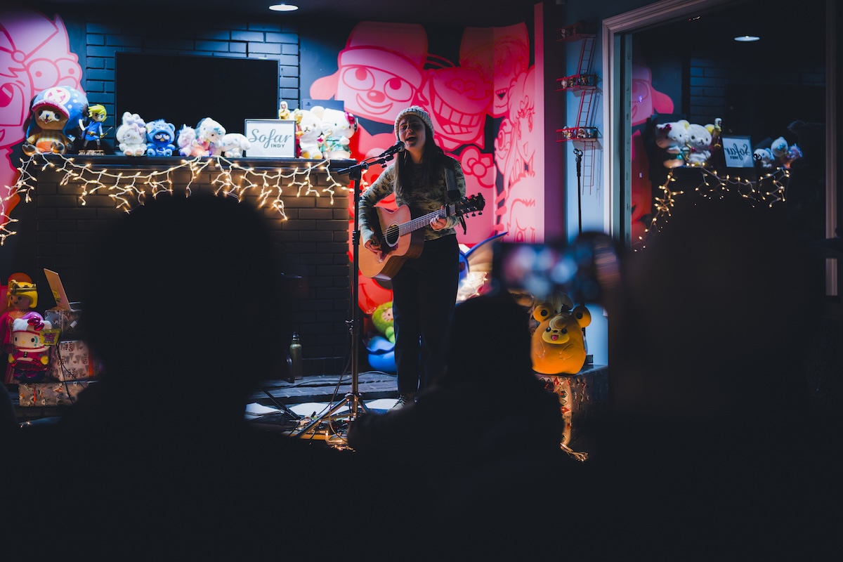 Musical Artist playing live at Sofar Indy stage