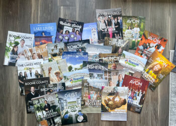 A collage of vibrant Towne Post Network magazine covers from various local communities.