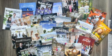 A collage of vibrant Towne Post Network magazine covers from various local communities.